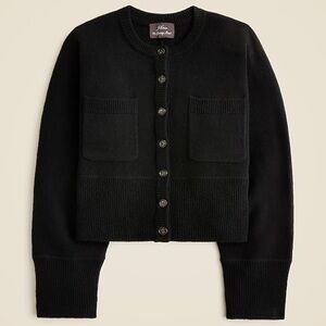 J.Crew Spring Street cashmere-blend patch-pocket black cardigan size M